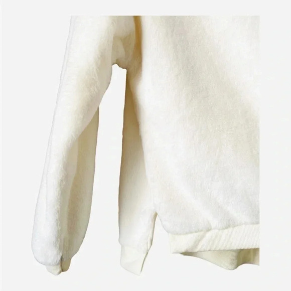 ALISON ANDREWS* Women's Crew Neck Faux Fur High-low Cream Lined Sweatshirt Sz XL - Picture 5 of 9